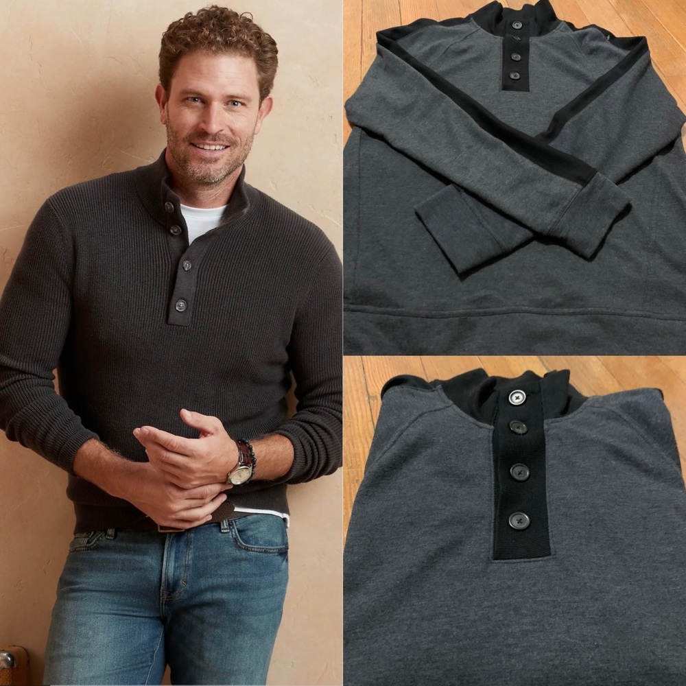 Men’s full sleeve Button Mock-Neck Sweatshirt